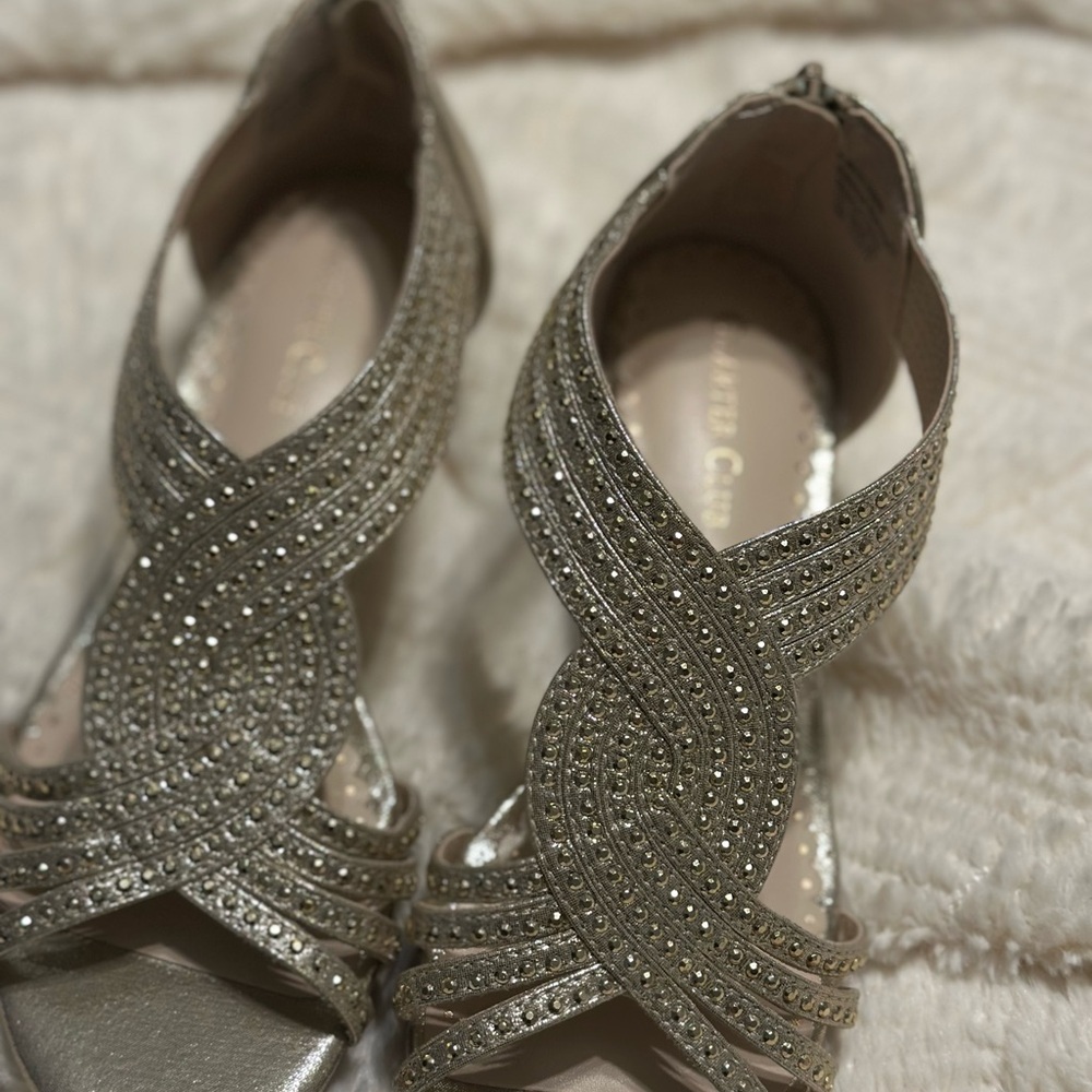 Charter Club Silver Strappy Heels